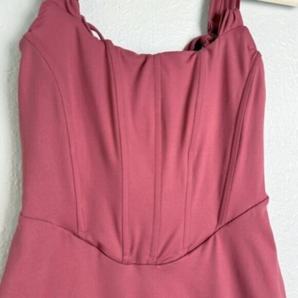 NWT Club L London terracotta square‎ neck corset midi bodycon dress pink 2 - Picture 4 of 12